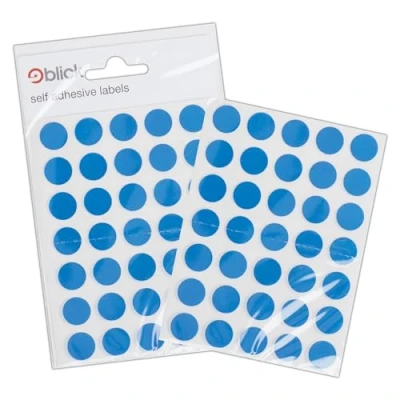 Image of Blick Labels, Blue, Self Adhesive Stickers, Coloured Dot, Circles, 13mm, 140 for Home, Office, Family, School, Holiday Calendar Organising, Planner, Rewards Chart, Colour Coding