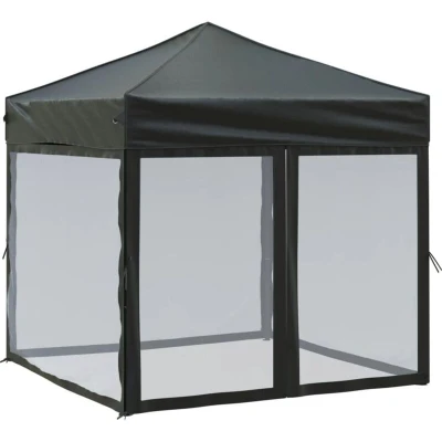 Image of vidaXL Folding Party Tent with Sidewalls Black 2x2 m