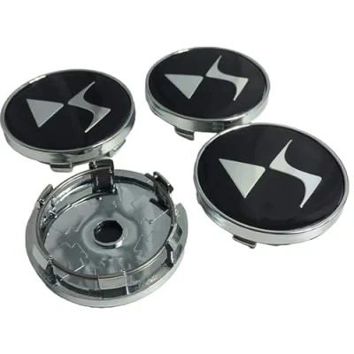 Image of 4PCS Car Hub Centre Caps for Citroen DS3 DS4 DS6, 60mm, Waterproof DustProof Wheel Decoration Cover, Center with Logo Emblem Sticker Accessories, Black