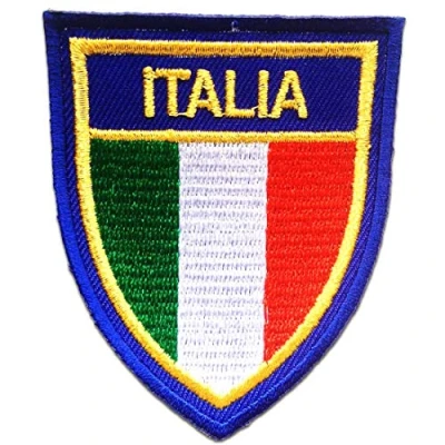 Image of Italia Flag Banner Italy Iron on Patches Adhesive Emblem Stickers Appliques, Size: 2.36 x 2.91 inches