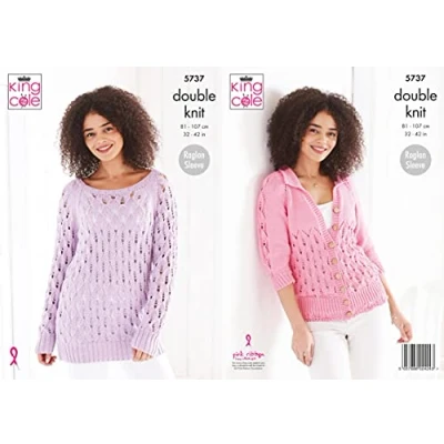 Image of King Cole 5737 Knitting Pattern Womens Cardigan and Sweater in Cottonsoft DK