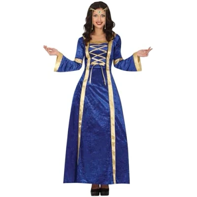 Image of FIESTAS GUIRCA Medieval Lady Fancy Dress Women Gold &amp; Blue Costumes for Size S 8 10