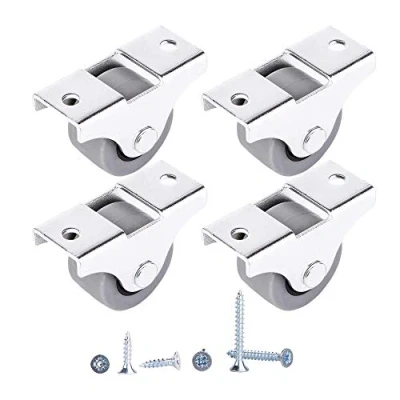 Image of (Pack of 4) 25 mm Small Wheel Castors Rubber Casters for Furniture Non Swivel Wheels Plastic Appliance &amp; Equipment Screws Included Set (4)