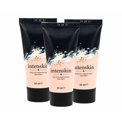 Image of INTENSKIN forte original Intensive Regenerative Face Cream 50 ml. Anti Ageing Effect Collagen, Vitamin E, C, Hyaluronic Acid. (3x50ml)