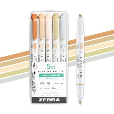 Image of Zebra Mildliner Neutral Vintage Set 5 Pack (78605)