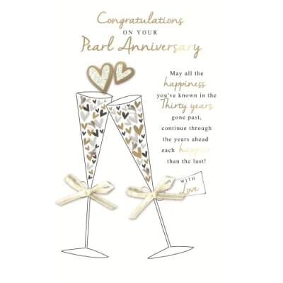Image of Pearl 30th Embellished Anniversary Greeting Card Words to Cherish Cards WCH045