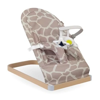 Image of My Babiie Baby Bouncer with Toy Bar Newborn Ergonomic Chair, from Birth to 9 Months (9kg) Giraffe