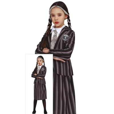 Image of FIESTAS GUIRCA Gothic Family Girl School Uniform Fancy Dress Costume Halloween Girls Costumes 7 9 years