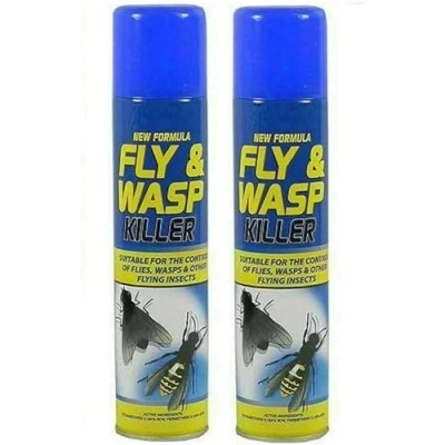 Image of 2x Fly &amp; Wasp Flying Insect Killer Spray Advanced Formula Kills Flies Midges Mosquito Fast Acting