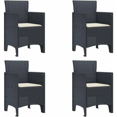 Image of vidaXL Garden Chairs with Cushions 4 pcs Anthracite Poly Rattan