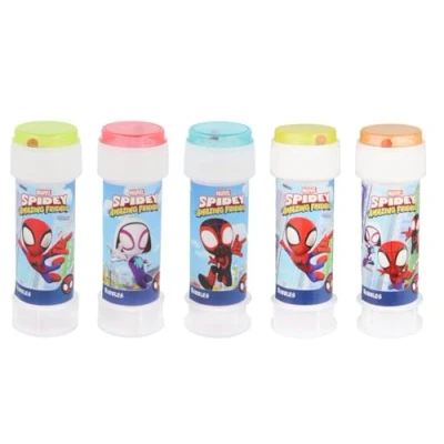 Image of Anila&#039;s Spidey Bubble Tubs with Wands, 60ml Solution &amp; Maze Lid, Set of 12, Party Bag Fillers Favours, Outdoor Fun, Ages 3+