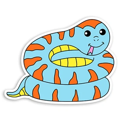 Image of 2 x 10cm Happy Snake Vinyl Stickers Animal Kids Cute Fun Laptop Sticker #20985 (10cm Wide)