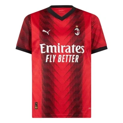 Image of AC Milan Home Match Shirt, Season 23/24, Red Black, Adult, Unisex, L