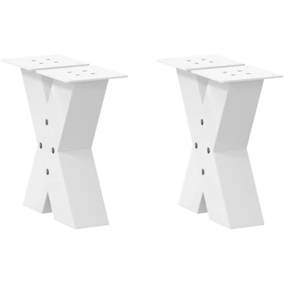 Image of vidaXL Coffee Table Legs White Steel X Shaped Adjustable Living/Dining Room Essential