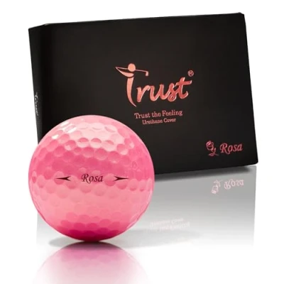 Image of Trust Golf Balls Rosa Tour Level Performance Stand Out Maximum Distance Straight Flight Stopping Power Crystal Urethane Cover for Ultimate Control (Pink, 12 Balls)