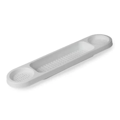 Image of Blue Canyon Plastic Over Bath Rack Durable Shower Caddy Convenient Bathroom Storage for All Your Time Products Including Soaps, Sponges, Bombs, Books &amp; Glasses of Bubbly (White)