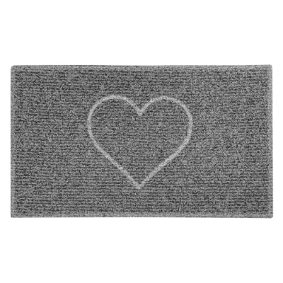 Image of Nicoman HEART Embossed Shape Door Mat Trapper Jet Washable Doormat (Use Indoor or Sheltered Outdoor), Medium (75x44cm), Black with Grey