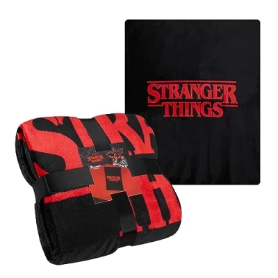 Image of Stranger Things Blanket Throw Bedroom Accessories Fleece Blanket, Hellfire Club Soft Warm Winter Bed 150 x 130cm Official Merch (Red)