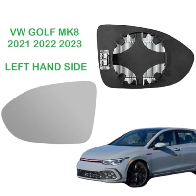 Image of RC Replacement Wing Mirror Glass for Golf MK8 2020 2021 2022 2023 &amp; ID3 models Heated (Right Hand Side UK Driver Side)