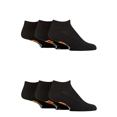 Image of Mens 6 Pair Farah Plain, Patterned and Striped Trainer Socks Plain Black 11
