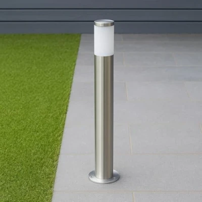 Image of CGC Lighting Stainless Steel Silver Outdoor Post Bollard Outdside Light Indoor Garden Patio Porch Door Conservatory Decking Shed (Large)