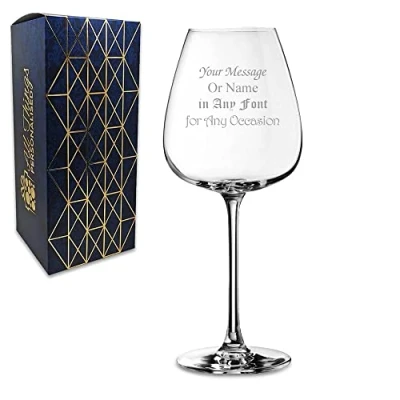 Image of Personalised Engraved 12oz Miscela Wine Glass, Gift Boxed, Personalise with Any Message