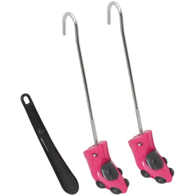 Image of vidaXL Boot Stretchers with Shoe Horn Pink EU 34 40 Plastic