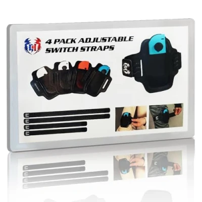 Image of GH 4 Pack Adjustable Switch Leg Straps for Kids and Adult (Plus Size), Joycon Strap Compatible with Nintendo Sports: Soccer, Ring Fit Adventure, Family Trainer Exercise Games Accessories