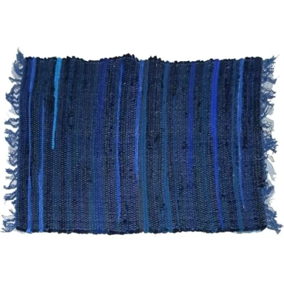 Image of RelianceUK Blue Colour Chindi Rugs Handmade, Reversible, 100% Recycled Cotton, Washable Rag Rug Area Rug, Runners Mat, Door Mat and Floor Mats (Blue, 160 x 230 CM)