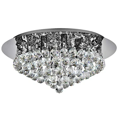 Image of Modern Elegant Round Crystal Chandelier Ceiling Light 72 Droplets 6 Lamp Holder Reflective Silver Base M0063