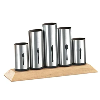 Image of Esmeyer Cutlery Holder Stainless Steel, Wood, stainlesssteel, 1 Pack