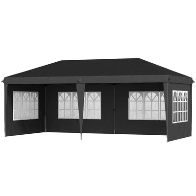 Image of Outsunny 3 x 6m Heavy Duty Gazebo Marquee Party Tent with Storage Bag Black