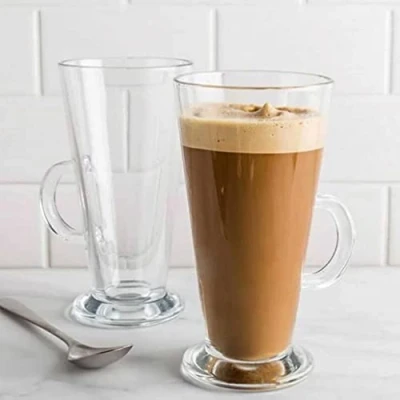Image of Set of 2 Pasabahce Colombian 55861 Tea Latte Glass with Handle RAYANDIRECT