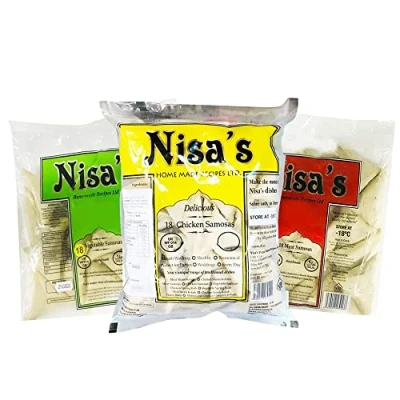 Image of NISA&#039;S Samosa Combo Frozen Meat 18Pcs Vegetable Chicken Ready to Eat 100% Fresh Indian Origin Each Flavour 1Pcs (Total 3 Pack)