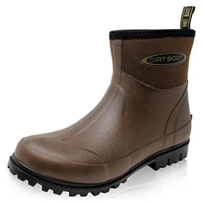 Image of Dirt Boot Men`s Neoprene Wellington Garden Wellies Stable Yard Ankle Mucker Boots (7 UK Men, Brown, numeric_7)