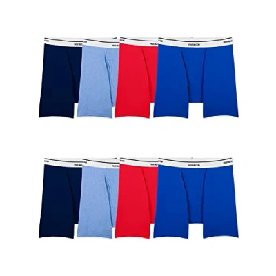 Image of Fruit of the Loom Men&#039;s Lightweight Active Cotton Blend Underwear, Boxer Brief 8 Pack Assorted Colors, XL (Pack 8)