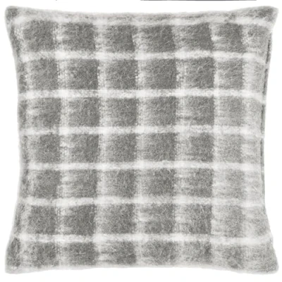 Image of Yard Yarrow Check Faux Mohair Feather Filled Cushion Grey Size 45 cm x