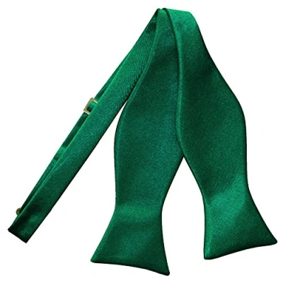 Image of DQT Men Self Tied Plain Satin Tuxedo Bow Tie Emerald Green