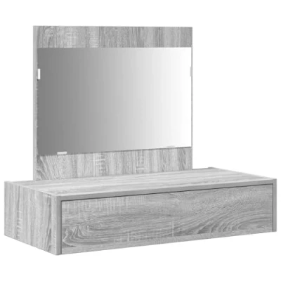 Image of vidaXL grey sonoma dressing table with mirror stylish compact vanity for bedrooms 83x40x70 cm particle board construction