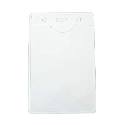 Image of CKB LTD 100x Event A7 Clear Vertical Portrait ID Badge Card Plastic Pocket Pouch Holder Double Sided Identity Waterproof Dustproof Office Pouches for Travel Businesses Schools Teachers 109 x 69mm