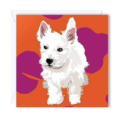 Image of Leslie Gerry Westie Puppy Blank Greeting Card