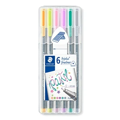 Image of STAEDTLER triplus 0.3 mm 334 Fineliner Superfine Point Pen, Assorted Flamingo Colours, Pack of 6