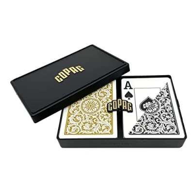 Image of Copag Poker Size Jumbo Index 1546 Playing Cards (Black Gold Setup)