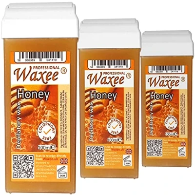 Image of roll on wax cartridge 100ml roller Natural HONEY WAXEE (3 x cartridge)
