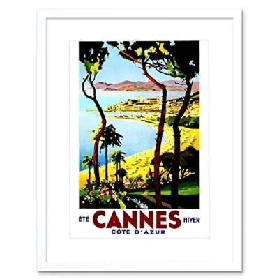 Image of Wee Blue Coo Vintage Travel Cannes France New Art Picture Framed Wall Print