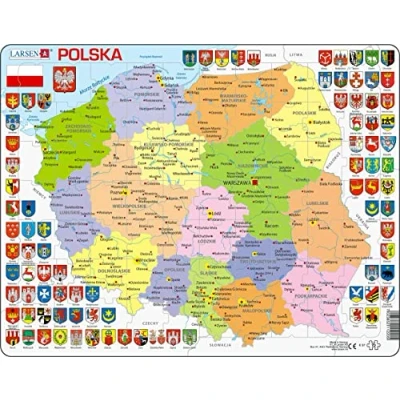 Image of Larsen K97 Poland Political Map, Polish Edition, 70 Piece Boxless Tray &amp; Frame Jigsaw Puzzle
