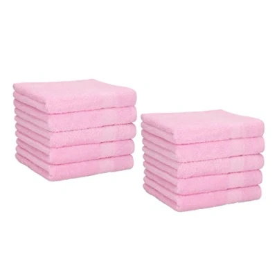 Image of Betz 10 Piece Face Cloths Set Flannel Towels rose PALERMO 30x30 cm 100% Cotton