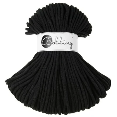 Image of Bobbiny Premium 5mm Braided Macrame Cord (Black) 100m