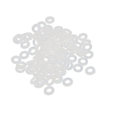 Image of Sourcingmap Nylon Flat Washers 6mm OD 3mm ID 1mm Thickness Sealing Gasket for Faucet Pipe Water Hose, Clear, Pack of 100