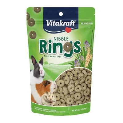 Image of Vitakraft 20390 Nibble Rings Crunchy Treat for Pet Rabbits, Guinea Pigs &amp; Hamsters, 10.6 Ounce Pouch